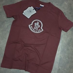 MONCLER BROWN MEN LOGO PATTERN CASUAL T-SHIRT